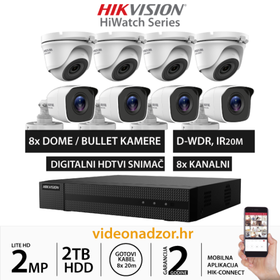 HIKVISION 2MP KOMPLET SA 8x KAMERA