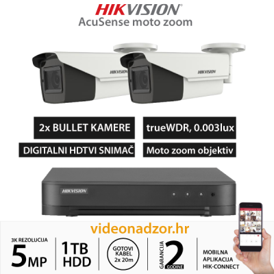 HIKVISION 5MP ACUSENSE KOMPLET SA 2x MOTOZOOM KAMERE