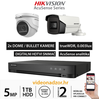 HIKVISION 5MP ACUSENSE KOMPLET SA 2x WDR KAMERE
