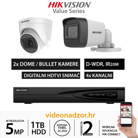 HIKVISION 5MP KOMPLET SA 2x KAMERE