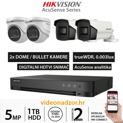 HIKVISION 5MP ACUSENSE KOMPLET SA 4x WDR KAMERE