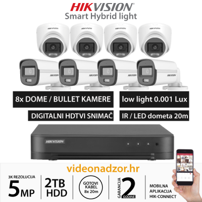 HIKVISION 5MP KOMPLET SA 8X HYBRID LIGHT KAMERA
