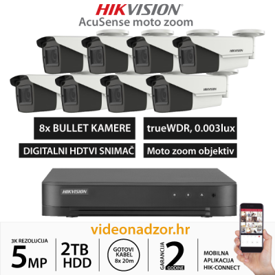 HIKVISION 5MP ACUSENSE KOMPLET SA 8x MOTOZOOM KAMERA