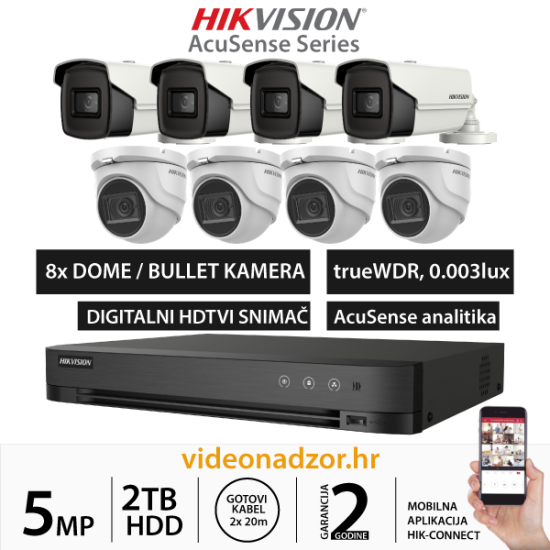 HIKVISION 5MP ACUSENSE KOMPLET SA 8x WDR KAMERE