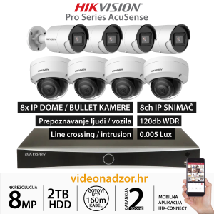 HIKVISION 8MP KOMPLET SA 8x IP ACUSENSE KAMERA HIKVISION 8MP KOMPLET SA 8x IP ACUSENSE KAMERA