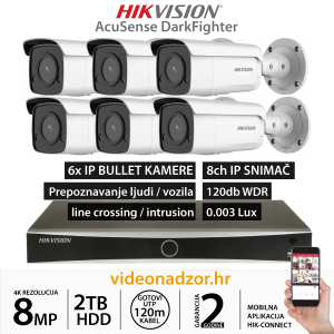 HIKVISION 8MP KOMPLET SA 6x IP ACUSENSE DARKFIGHTER KAMERA HIKVISION 8MP KOMPLET SA 6x IP ACUSENSE DARKFIGHTER KAMERA