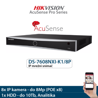 DIGITALNI VIDEO SNIMAČ HIKVISION DS-7608NXI-K1/8P