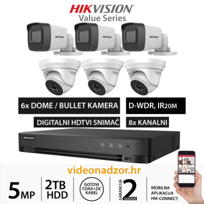 HIKVISION 5MP KOMPLET SA 6x KAMERA