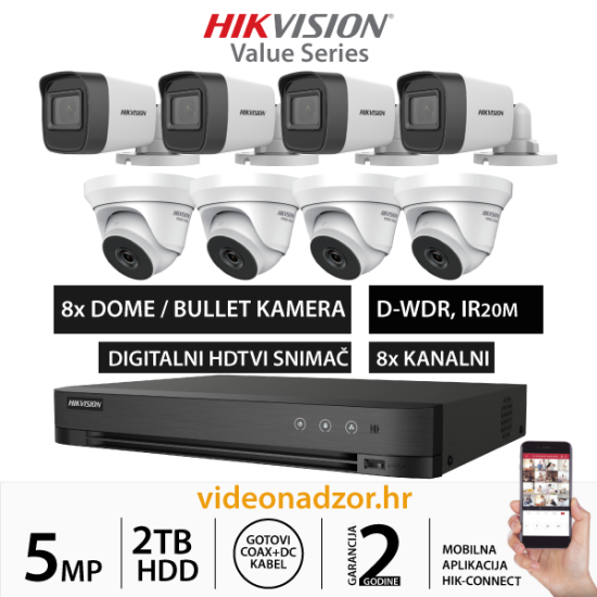 HIKVISION 5MP KOMPLET SA 8x KAMERA