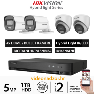HIKVISION 5MP KOMPLET SA 4X HYBRID LIGHT KAMERE