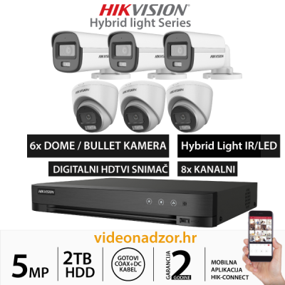 HIKVISION 5MP KOMPLET SA 6X HYBRID LIGHT KAMERA