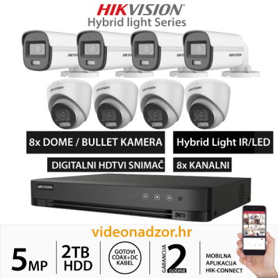 HIKVISION 5MP KOMPLET SA 8X HYBRID LIGHT KAMERA