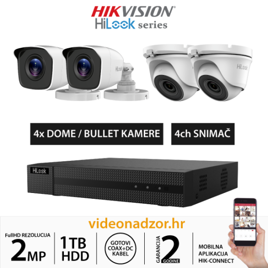 HiLook 2MP KOMPLET SA 4x KAMERE