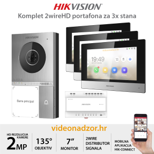 HIKVISION KOMPLET 2wireHD PORTAFONA ZA 3x STANA 7413 HIKVISION KOMPLET 2wireHD PORTAFONA ZA 3x STANA 7413