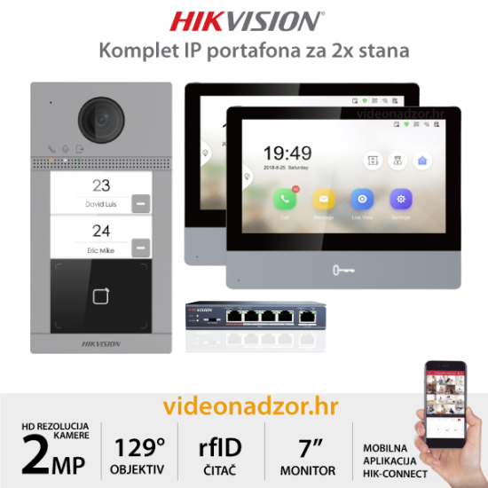 HIKVISION KOMPLET IP PORTAFONA ZA 2x STANA KH8350