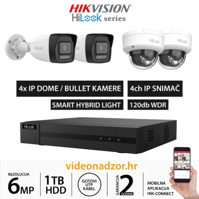 HiLook 6MP KOMPLET SA 4x IP KAMERE