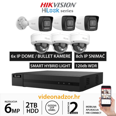 HiLook 6MP KOMPLET SA 6x IP KAMERA