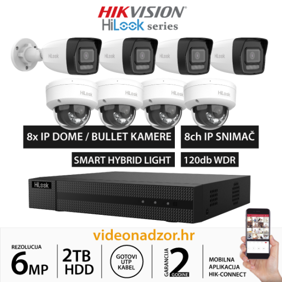 HiLook 6MP KOMPLET SA 8x IP KAMERA