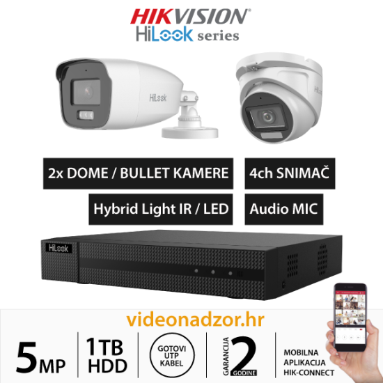 HiLook 5MP KOMPLET SA 2x HYBRID LIGHT KAMERE