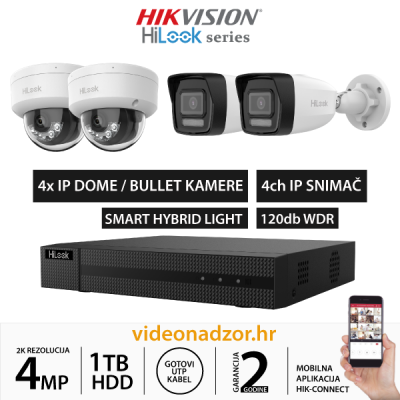 HiLook 4MP KOMPLET SA 4x IP KAMERE