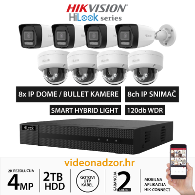 HiLook 4MP KOMPLET SA 8x IP KAMERA