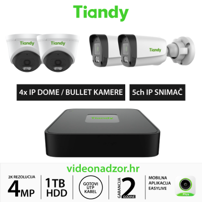 TIANDY 4MP KOMPLET SA 4x IP KAMERE